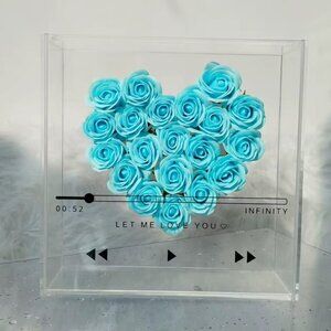 Mothers Day Acrylic Keepsake Box Heart-shaped roses (long lasting soap flowers)